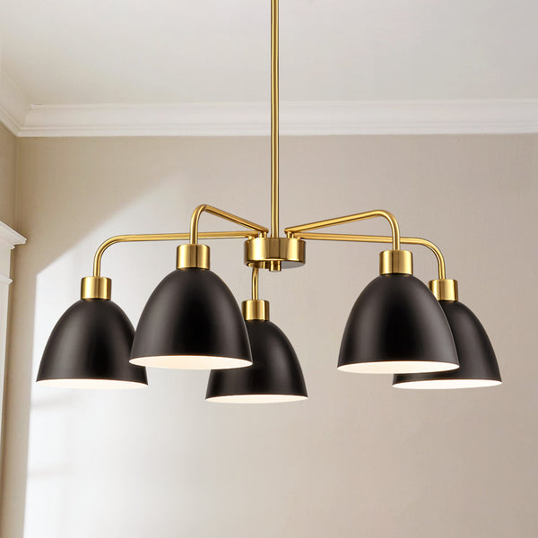 Avelon 5-Light Dimmable Industrial Shaded Chandelier (30") Brightelier