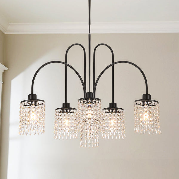 Luxora Dimmable Glam Crystal Mid-Century Modern Chandelier (33"-40")