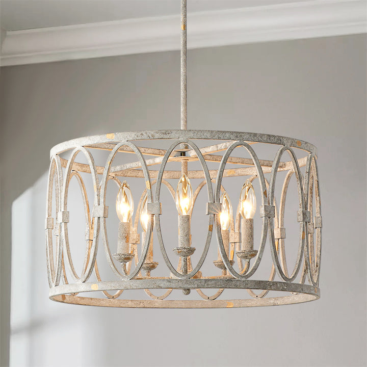 Virelle 5-Light Farmhouse Drum Candlestick Rustic Chandelier (20") Brightelier