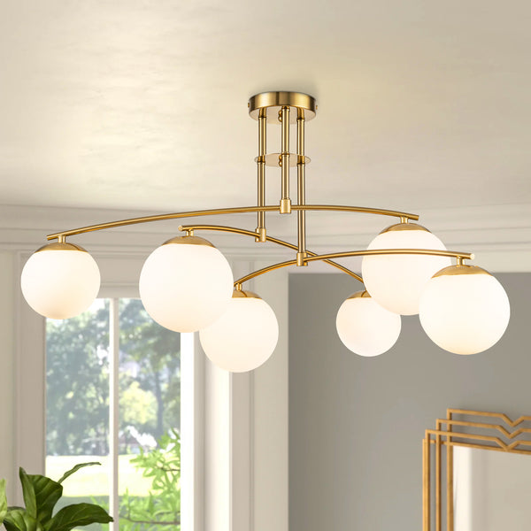 Verala 6-Light Glass Bubble Mid-Century Modern Semi-Flush Mount (32")