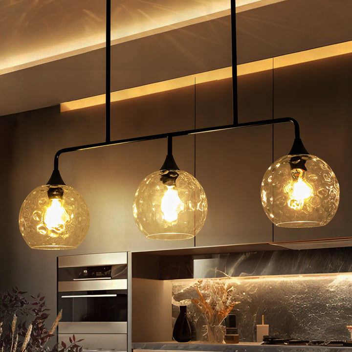 Noctura 3-Light Linear Clear Textured Glass Modern Pendant (39") My Store