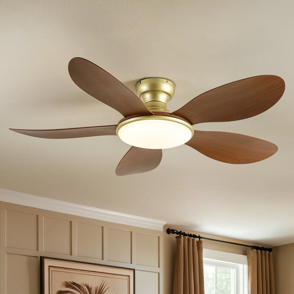 Stelo Dimmable LED Flush Mount Mid-Century Modern Large Ceiling Fan Light (51") Brightelier