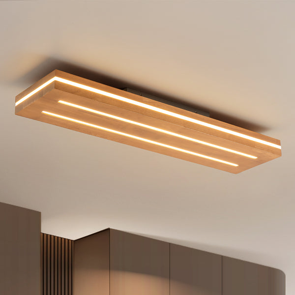 Lumisca 1-Light Dimmable Wood LED Farmhouse Rectangular Flush Mount (31")