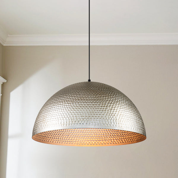 Sparla 1-Light Hammered Metal Dome Farmhouse Pendant (24")