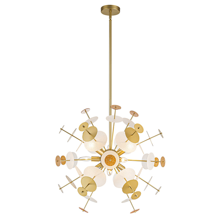 Brindlea 9-Light Linear Starburst Textured Glass Classic Glam Chandelier (28") Brightelier