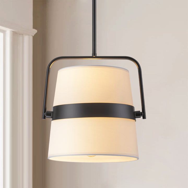 Axuvia 2-Light Drum Fabric Modern Pendant (12") Brightelier