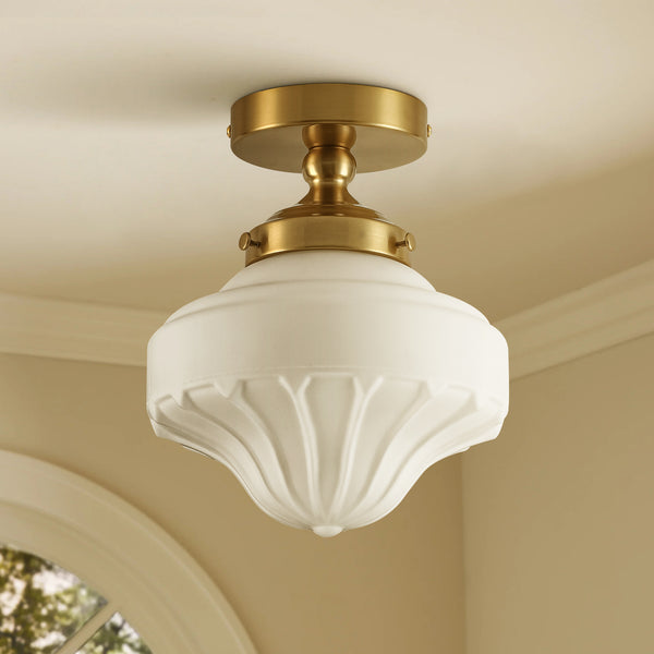 Terrana 1-Light lce-cream Semi-FlushMount Ceiling Light (9") Brightelier
