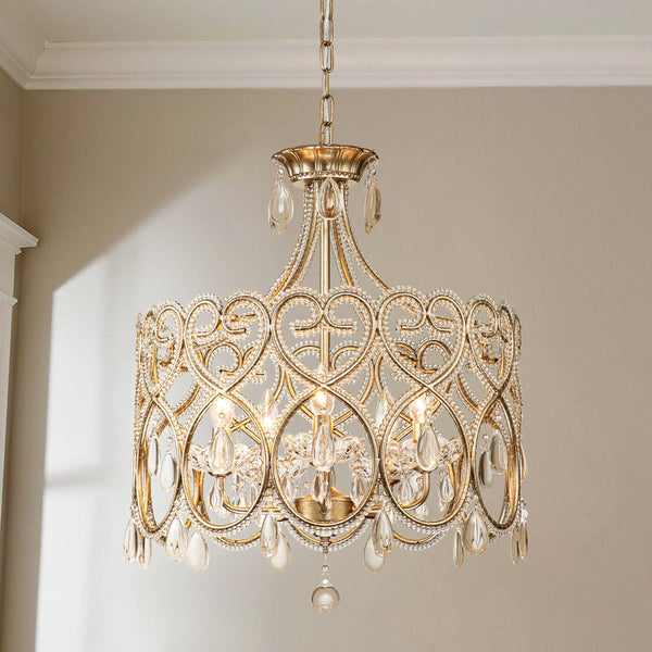 Avelon 5-Light Crystal Candle Drum Mid-Century Chandelier (20") My Store