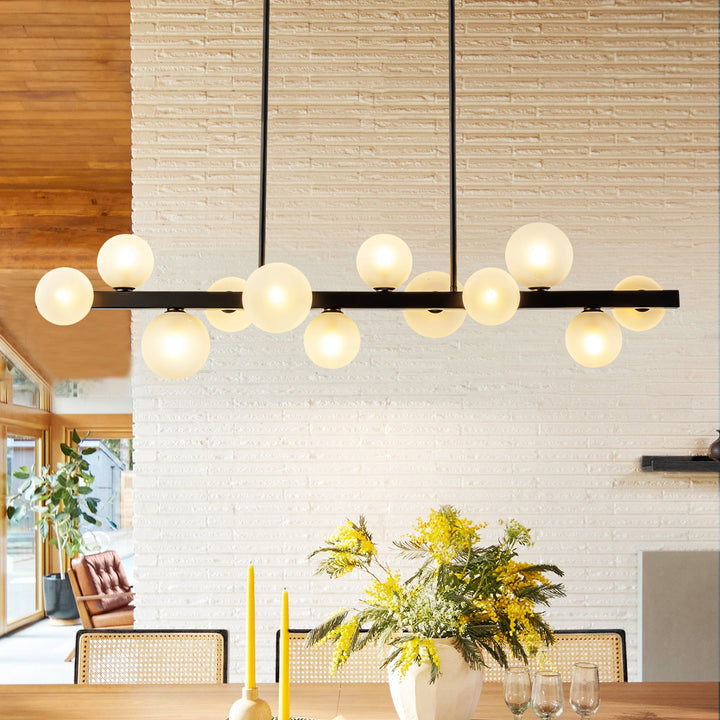 Zenvia 12-Light Frosted Glass Modern Linear Kitchen Island Chandelier (44") My Store