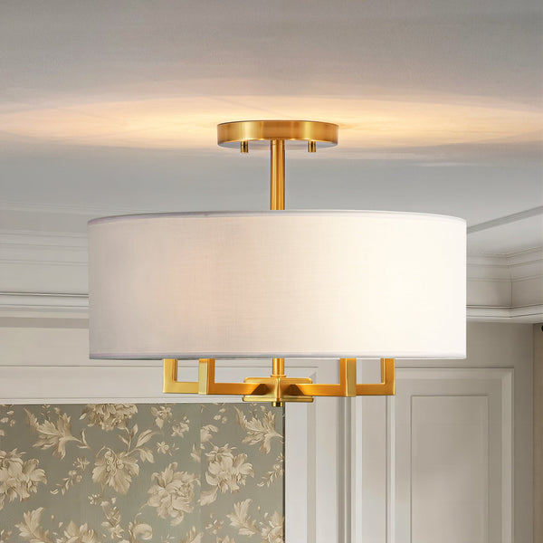 Rovista 5-Light Dimmable Fabric Boho Drum Semi-Flush Mount (20") My Store