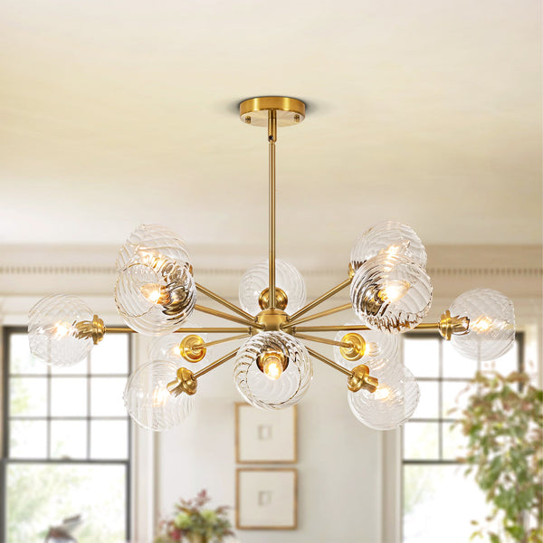 Cavoya 12-Light Dimmable Glass Modern Globe Sputnik Chandelier (33") My Store