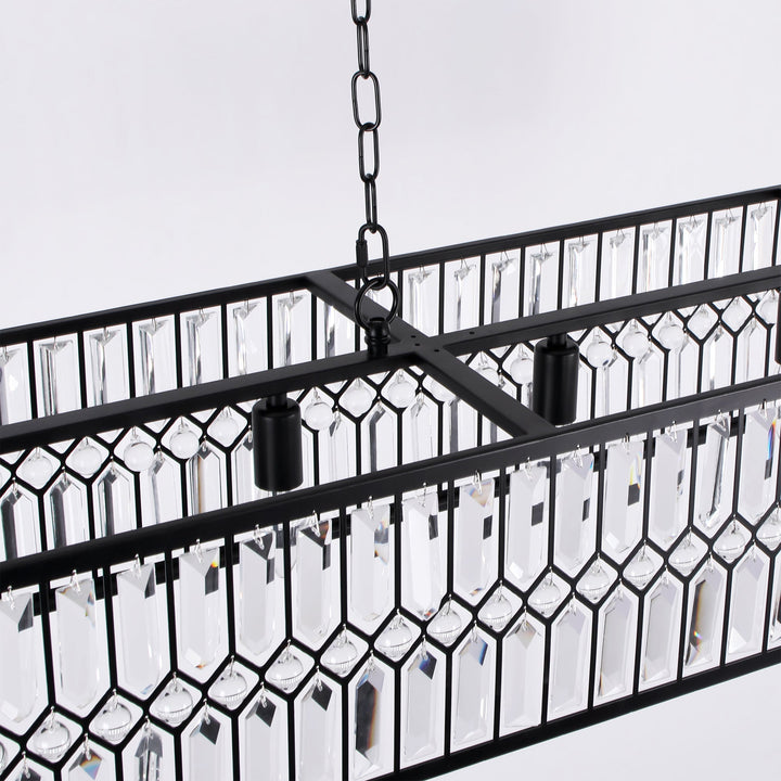 Zenvia 6-Light Crystal Rectangle Island Glam Chandelier (48") My Store