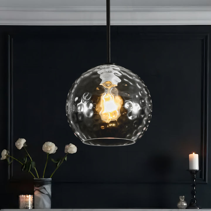 Brillara 1-Light Dimmable Stone-Pattern Glass Minimalist Dome Pendant (9") My Store