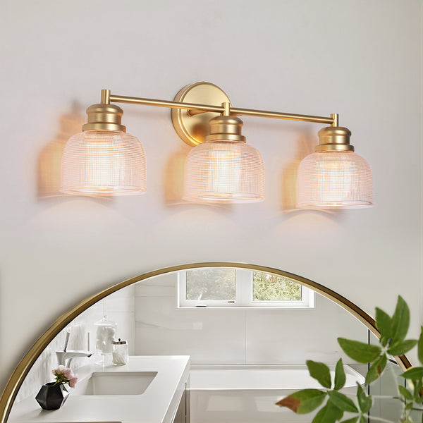 Orbliss 3-Light Linear Bowl Grid Glass Modern Vanity Light (24") Brightelier