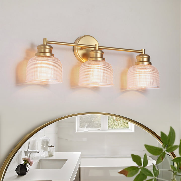 Orbliss 3-Light Linear Bowl Grid Glass Modern Vanity Light (24") Brightelier