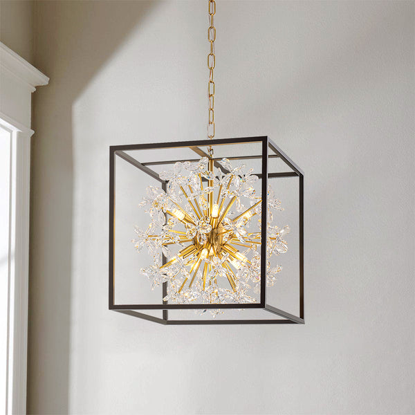 Dravyn 10-Light Dimmable Crystal Petal Dandelion Mid-Century Chandelier (16")