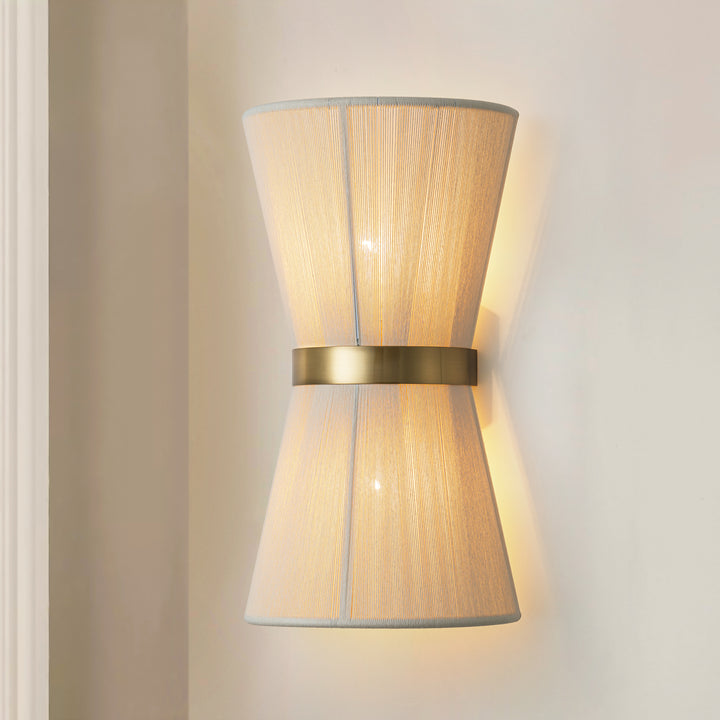 Gloza 2-Light HandWoven Rope Fabric Boho Wall Sconce (6") Brightelier