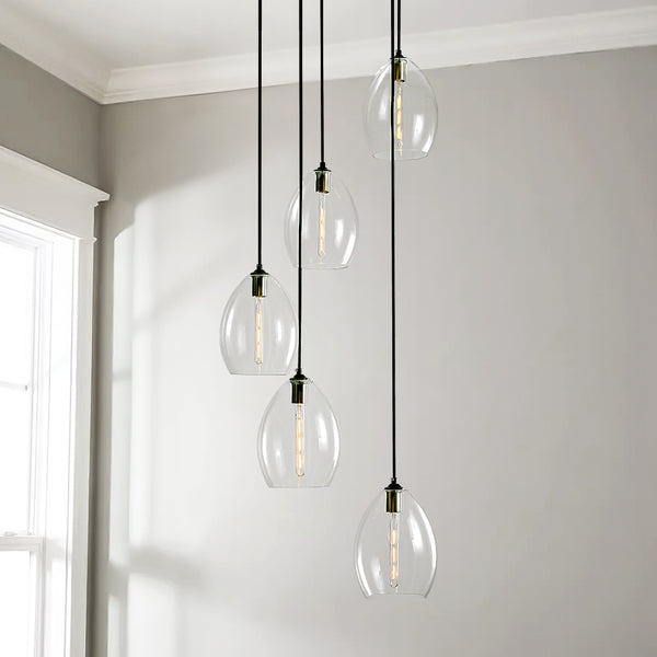 Floatiq 5-Light Glass Shade Cluster Modern Pendant (20") Brightelier