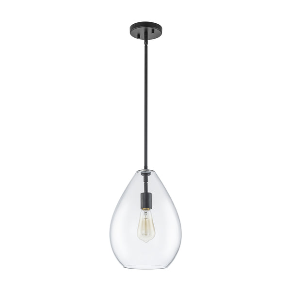 Brillara 1-Light Dimmable Clear Glass Modern Olive Style Pendant (9")