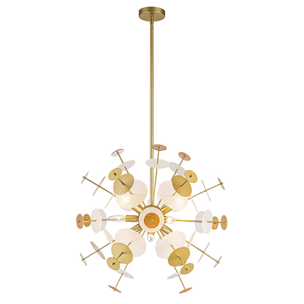 Brindlea 9-Light Linear Starburst Textured Glass Classic Glam Chandelier (28")