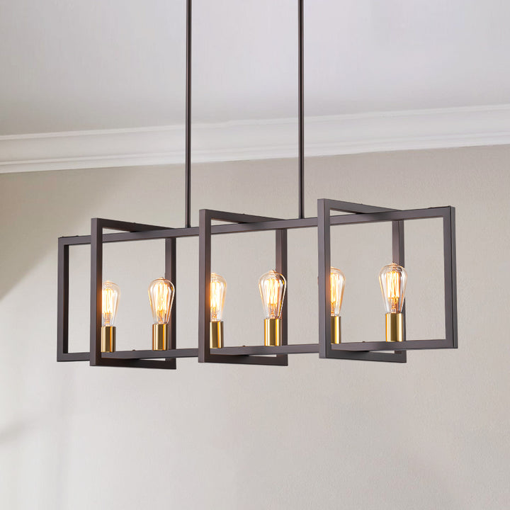 Zenvia 6-Light Dimmable Aluminum Kitchen Island Industrial Chandelier (43") My Store