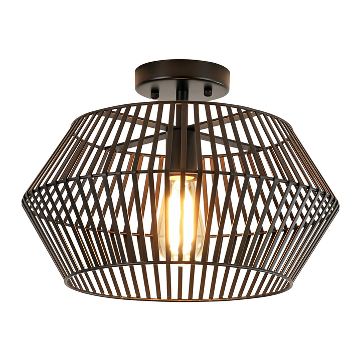 Arcluna 1-Light Dimmable Lantern Industrial Flush Mount (16") Brightelier