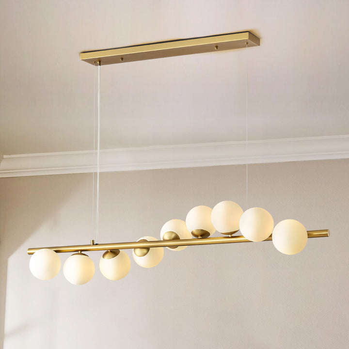 Zenvia 9-Light Linear Bubble Contemporary Kitchen Island Pendant (48") Brightelier