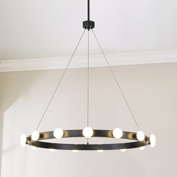 Glintory 12-Light LED Wagon Wheel Integrated Modern Chandelier (34") Brightelier