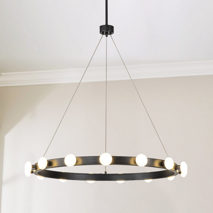 Glintory 12-Light LED Wagon Wheel Integrated Modern Chandelier (34") Brightelier