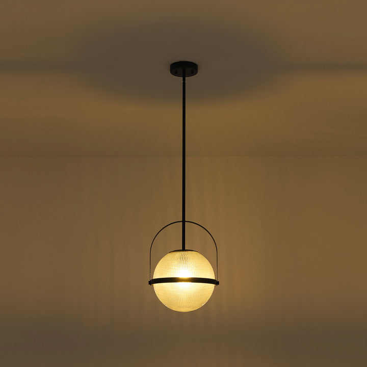 Brillara 1-Light Dimmable Grid Glass Minimalist Dome Pendant (9") Brightelier