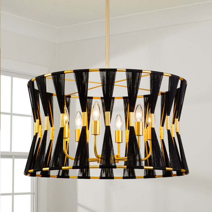 Rovista 6-Light Bleached Natural Rope Boho Pendant (24") My Store