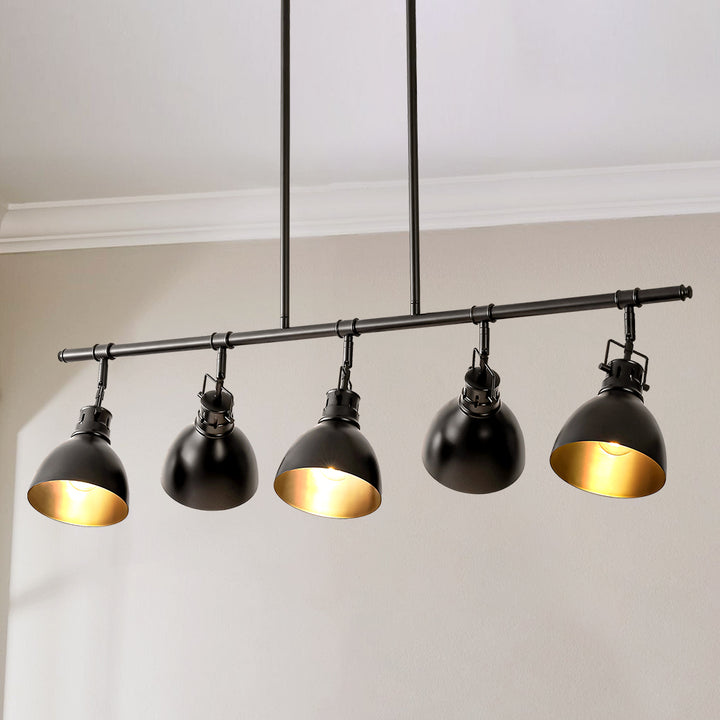 Aethera 5-Light Linear Dome Hammered Industrial Pendant (46") Brightelier