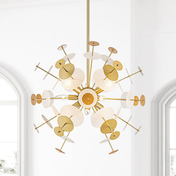 Brindlea 9-Light Linear Starburst Textured Glass Classic Glam Chandelier (28")