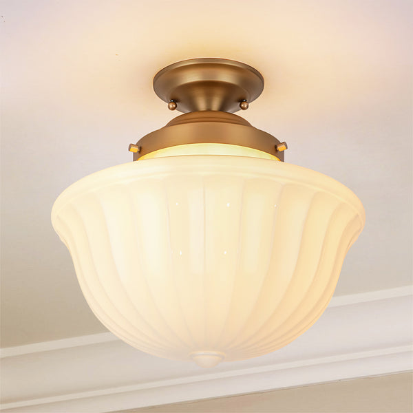 Terrana 1-Light Geometric Textured Glass Mid-Century Flush Mount (15") Brightelier