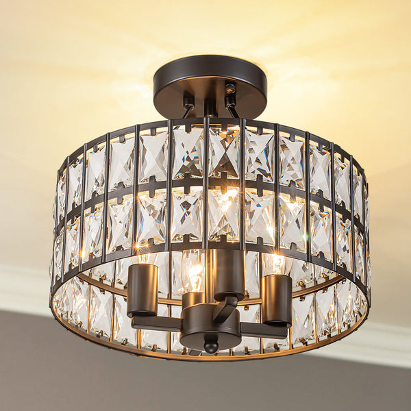 Brindlea 4-Light Dimmable Crystal Drum Glam Semi-Flush Mount (13") My Store
