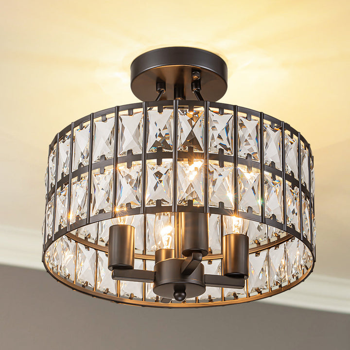 Brindlea 4-Light Dimmable Crystal Drum Glam Semi-Flush Mount (13") My Store