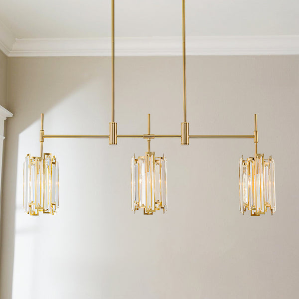 Noctura 3-Light Crystal Linear Transitional Chandelier (35")