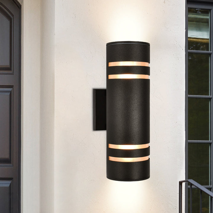 Zenthra 2-Light Dimmable Aluminum Industrial Cylinder Outdoor Wall Sconce (13") My Store