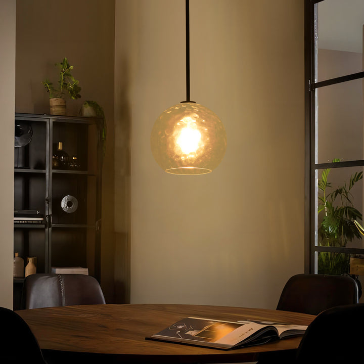 Brillara 1-Light Dimmable Stone-Pattern Glass Minimalist Dome Pendant (9") My Store