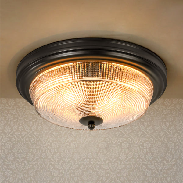 Auralyn 2-Light Dimmable Glass Modern Dome Flush Mounted Sconce (15")