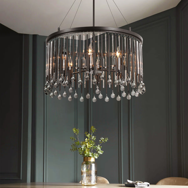 Velroa 6-Light Dimmable Crystal Transitional Drum Shaded Chandelier (24")