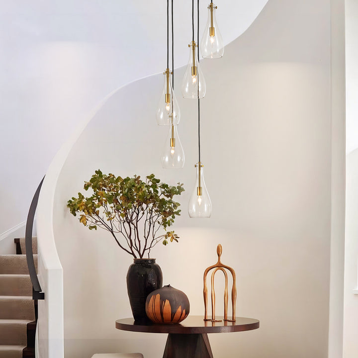 Brillara 5-Light Dimmable Clear Goblet Glass Transitional Pendant (16") Brightelier