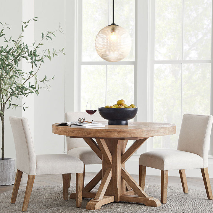 Lunara 1-Light Glass Globe Grid Textured Modern Pendant (14") My Store