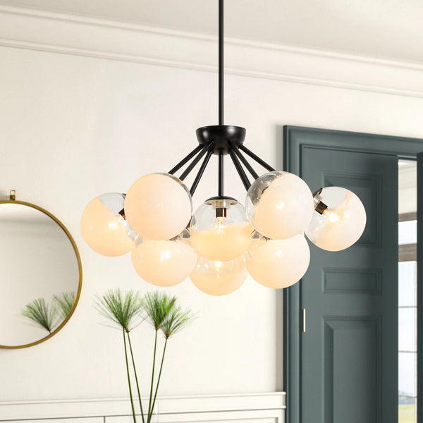 Veylin 10-Light Dimmable Glass Modern Globe Cluster Chandelier (23")