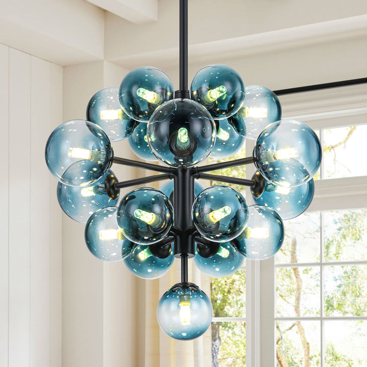 Lumiere 19-Light Dimmable Tiered Glass Globes Coastal Chandelier (21") My Store