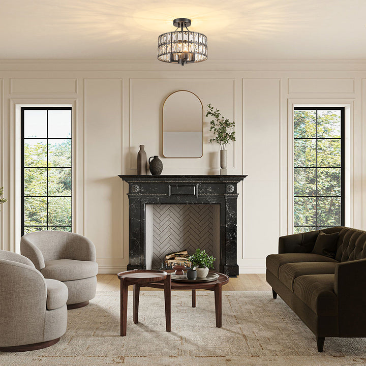 Brindlea 4-Light Dimmable Crystal Drum Glam Semi-Flush Mount (13") My Store