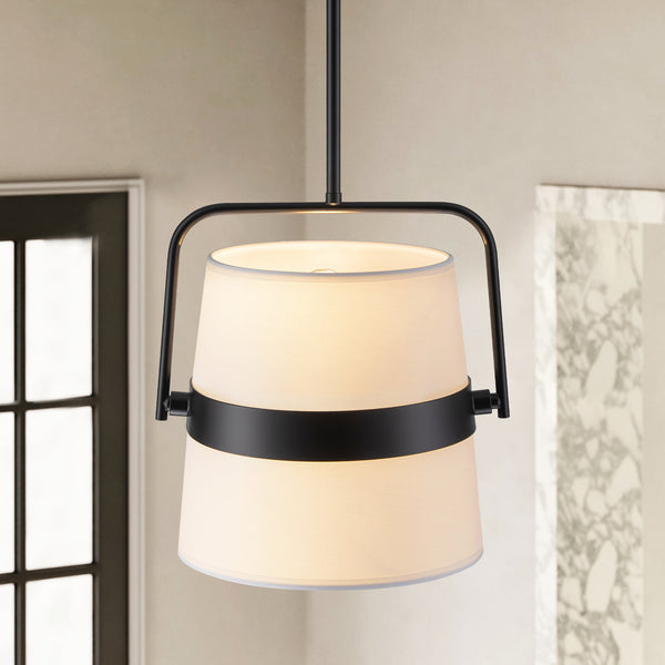 Axuvia 2-Light Drum Fabric Modern Pendant (12")