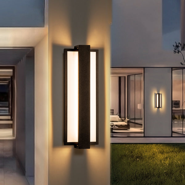 Velroa 1-Light Dimmable LED Modern Rectangular Outdoor Wall Sconce (13-24")