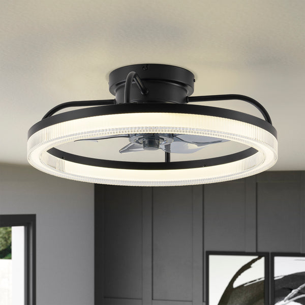 Brassica LED Wheel Ring Integrated Semi-Flush Ceiling Fan (20")