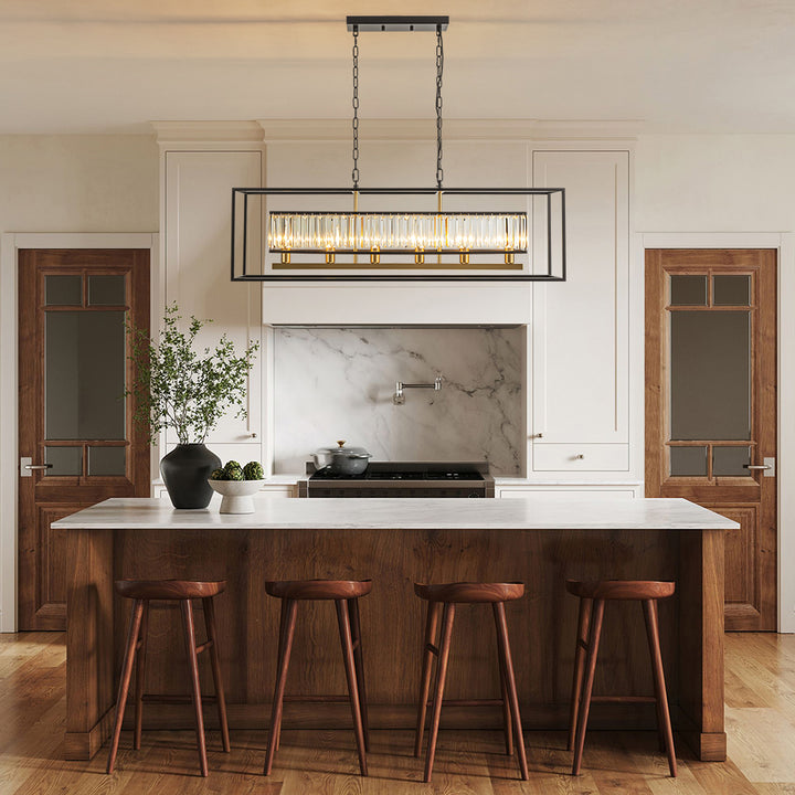 Zenvia 6-Light Rectangular Crystal Modern Chandelier (40") Brightelier